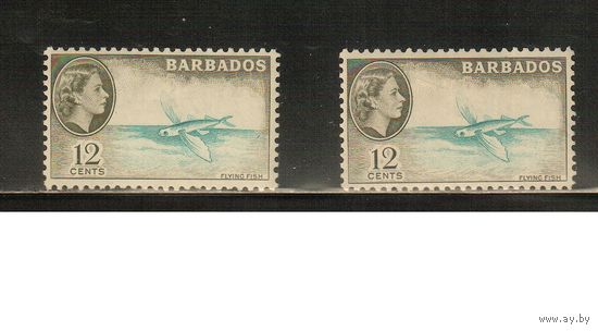Барбадос-1953-1964(Мих.210,228) , *  , Морская  Фауна, Рыбы, 2 ВЗ (6-7)