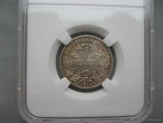 Германия 1 марка 1914 F в слабе ННР MS65