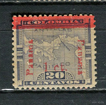 Панама - 1906 - Карта с надпечаткой  1С на 20С - [Mi.65] - 1 марка. MNH, MLH.  (Лот 24Ju)-T25P8