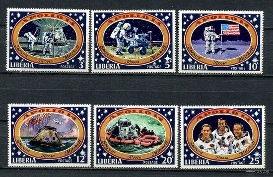 Либерия - 1971 - Аполлон-14. Третья высадка на Луну - [Mi. 777-782] - полная серия - 6 марок. MNH.  (Лот 86DW)-T2P60