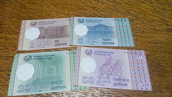 Набор банкнот Таджикистана 1999 года
