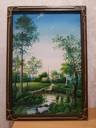 КАРТИНА ДВП МАСЛО. ПИЧУГИН В. В. С рубля