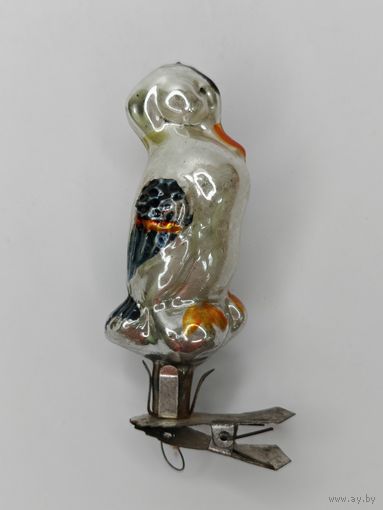 Новогодняя ёлочная игрушка СССР "Селезень" на прищепке. С рубля