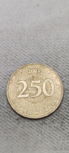 Ливан 250 ливрес 2003