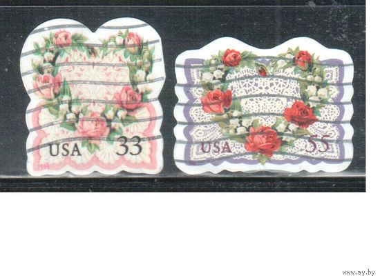 США-1999 (Мих.3072-3073) , гаш., Поздравительные марки, Венки(полная серия)(2)