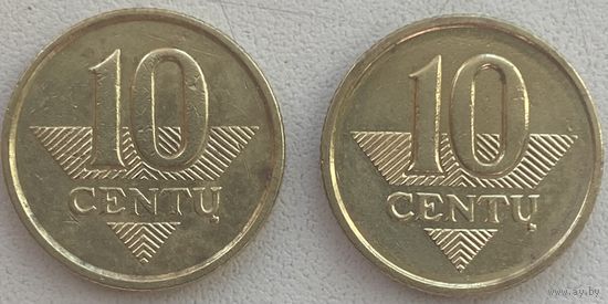 Литва 10 центов 1998 г. Цена за 1 шт.