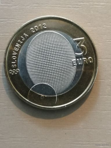 Словения 3 евро, 2012 год, 100 лет первой олимпийской медали Словении