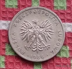 Польша 20 злотых 1986 года, UNC. Рубчатый гурт!