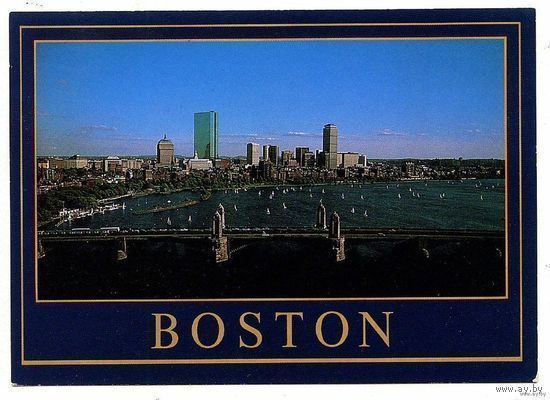 Открытка США. Чистая. 1987 год. Бостон. Boston. Longfellow bridge.