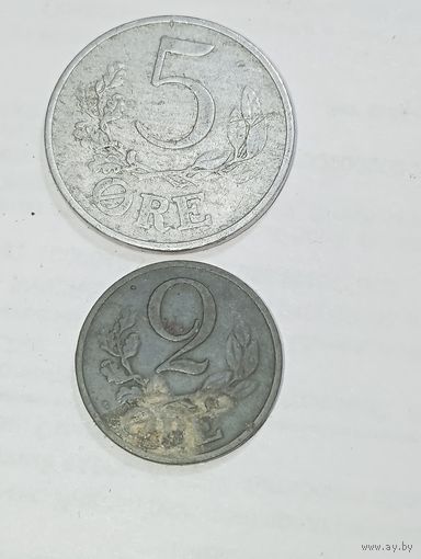 Дания 5 эре 1941 и 2 эре 1943 года .