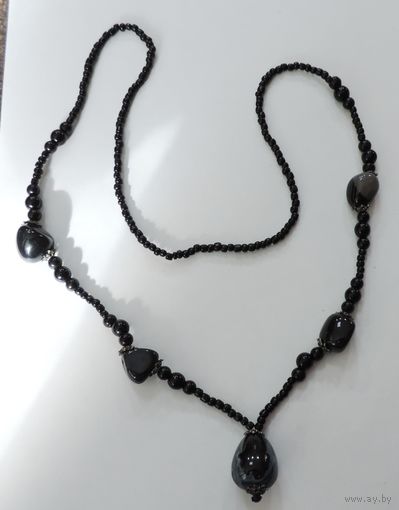 Бусы. Сотуар. Вставки - пейзажный Агат. Общая длина 76 см.