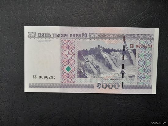 5000 рублей 2000 года. Беларусь. Серия ЕВ. UNC