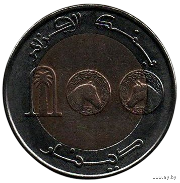 АЛЖИРСКАЯ НАРОДНАЯ ДЕМОКРАТИЧЕСКАЯ  РЕСПУБЛИКА 100 ДИНАРОВ 1993. БИМЕТАЛЛ. ФАУНА. КОНЬ. D= 29.5 мм