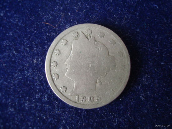 Монета 5 центов, США, 1905 г.