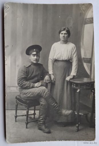 Фото военного РИА с женщиной. 9х14 см.