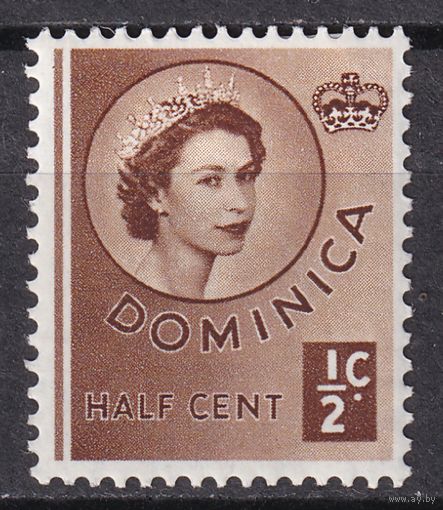 25.BrKCI. Великобритания. Колонии. Доминика. Стандарт. Елизавета II. 1954 г. 1/4P. Mi.#138.
