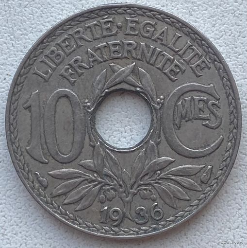 Франция 10 сантимов 1936 г.