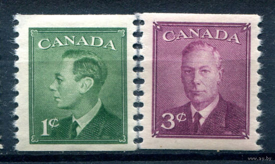 Британские колонии - Канада - 1950г. - король Георг VI, б/п:9 1/2 - 2 марки - MH, номинал 1 с с маленьким тонким местом сверху в углу. #3-WB-100-A-2
