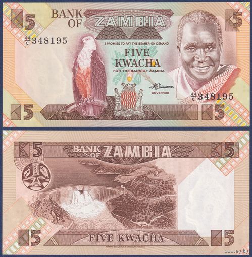 Замбия, 5 квача 1980-1988 г., P-25d, UNC