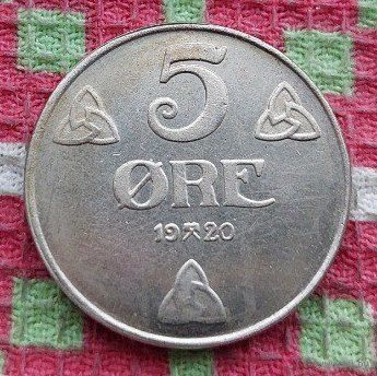 Норвегия о. Буве 5 оре (центов) 1920 год. Предложи свою цену или обмен!