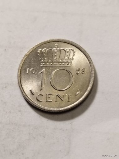 Нидерланды 10 центов 1958