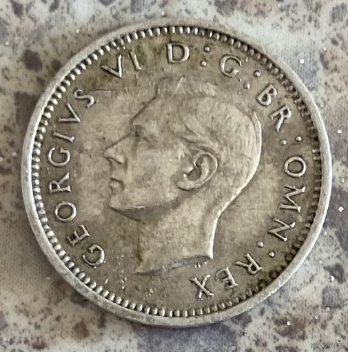 Монета Великобритания 3 пенса 1938 год. Георг VI. Серебро