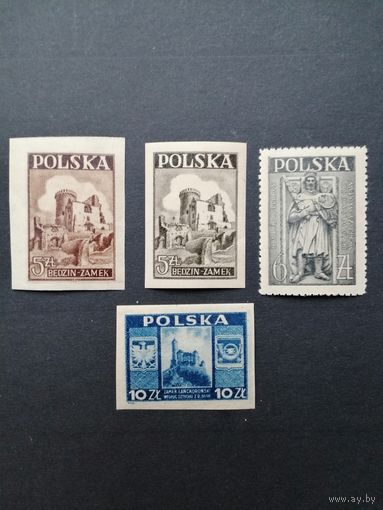 Польша 1946 Полная серия марок "Архитектурные памятники Польши" (чистая**) Mi.441А, 441В-443 каталог 2.20 евро