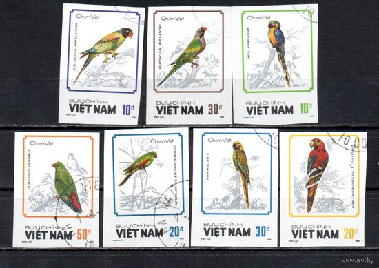 Попугаи Вьетнам 1988 год серия из 7 марок