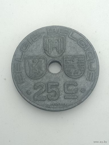 Бельгия 25 сантимов 1945 года . Надпись на Французском языке  , BELGIQUE .
