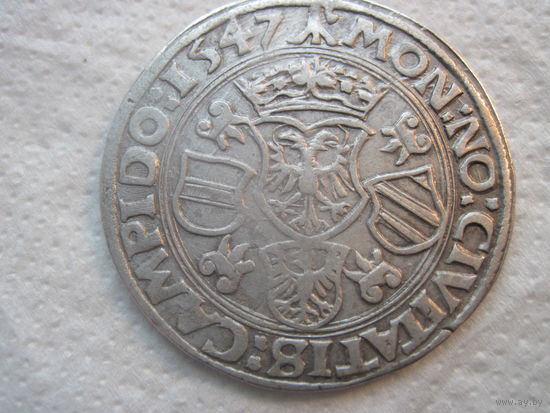 Австрия Кемптен Райхсштадт РЕДЧАЙШИЕ 1\2 талера 1547 г герб с двойным орлом и гербами Австрии Бургундии и Тироля Карл VI