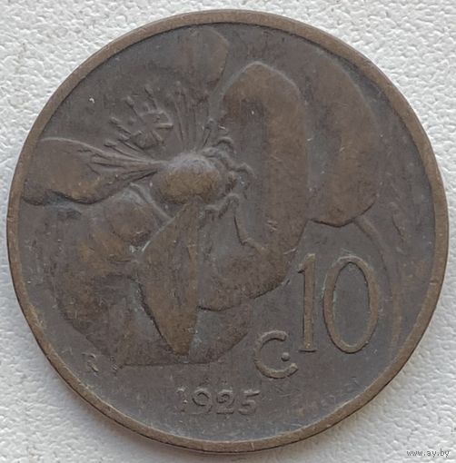Италия 10 чентезимо 1925 г.