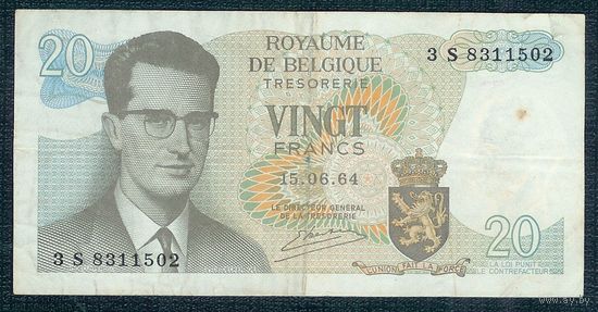 Бельгия, 20 франков 1964 год.