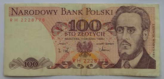 Польша 100 Злотых 1988 Серия -RH-, XF, 431