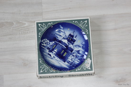 Фарфоровая, настенная, рождественская тарелка, клеймо, Германия.