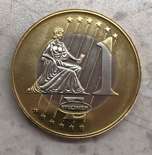 1 евро Ватикан 2007 пробная монета / Specimen / Trial / Probe