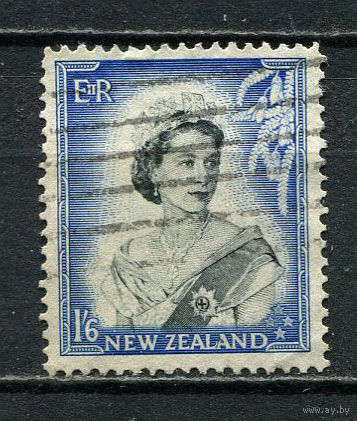 Новая Зеландия - 1953/1954 - Королева Елизавета II 1,6Sh p - [Mi.342] - 1 марка. Гашеная.  (LOT Gv34)-T3P31