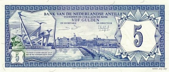 Нидерландские Антилы 5 гульденов образца 1984 года UNC p15b