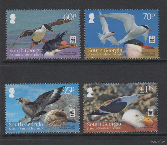 Южная Георгия и Южные Сандвичевы Острова 2012** WWF Фауна Птицы #556-559