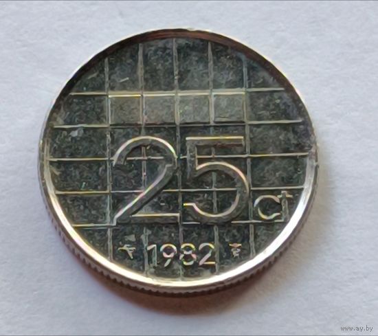 Нидерланды. 25 центов 1982 года.