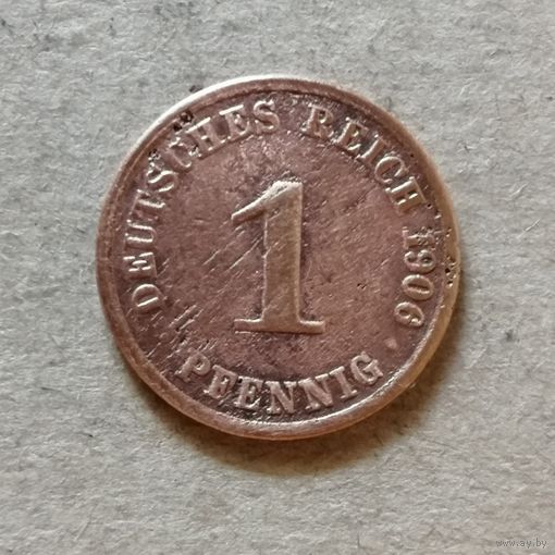 Германия 1 пфенниг 1906 год.  ю