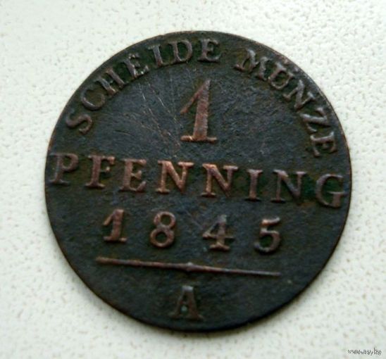 ПРУССИЯ 1 пфенинга 1845 год.