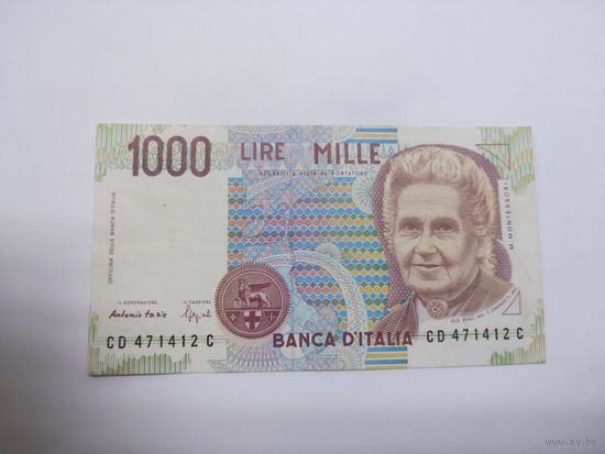 1000 лир Италия 1990 ( врач Мария Монтессори)