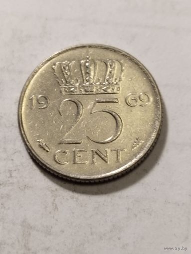Нидерланды 25 центов 1969