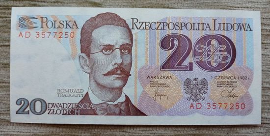 Werty71 Польша 20 злотых 1982 UNC банкнота