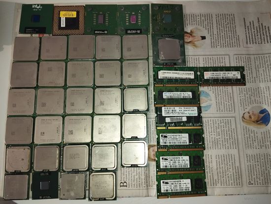 Процессоры от ПК и ноутбуков , оперативная память от ноутбука , все рабочее