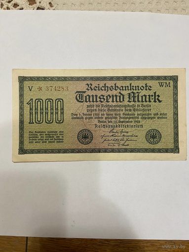 Германия 1000 марок 1922 г. Кайзеровская империя-0801