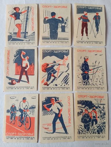 Спичечные этикетки ф.Барнаул. Спорт-здоровье. 1965 год
