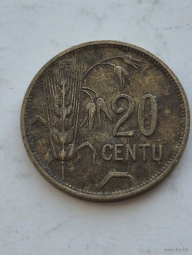 20 центов 1925 года. Литва - Первая Республика (1925 - 1938). Монета не чищена. 45250