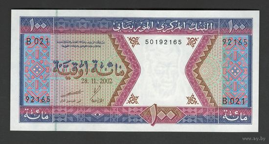 Мавритания 100 угий 2002 года. Тип P-4. Состояние UNC!