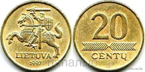 Литва 20 центов 1997